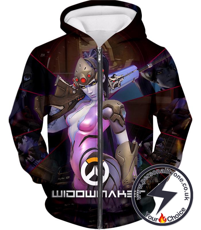 Overwatch Deadly Assassin Widowmaker Action Overwatch Promo Zip Up Hoodie